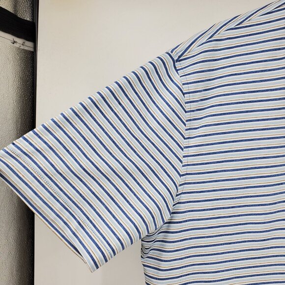 Peter Millar Crown Crafted Blue Striped Performance Men's Golf Polo Shirt Large - Picture 6 of 11